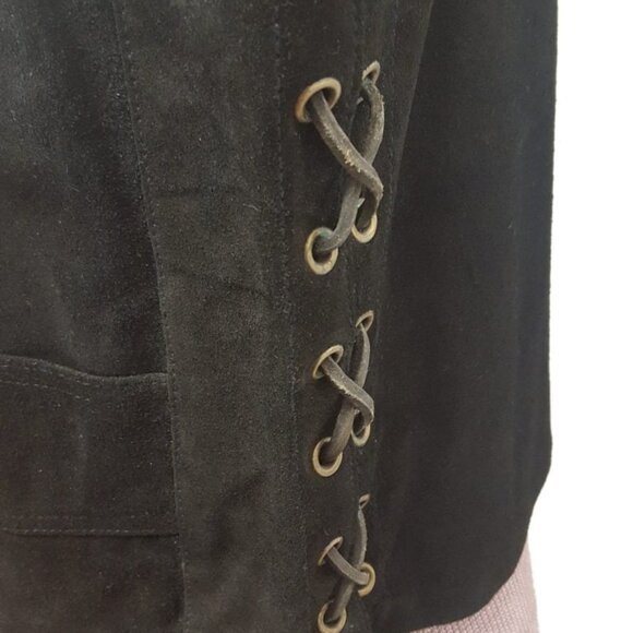 Men’s Country Western Cowboy Suede Leather Fringed Vest with Adjustable Laces - Picture 3 of 3